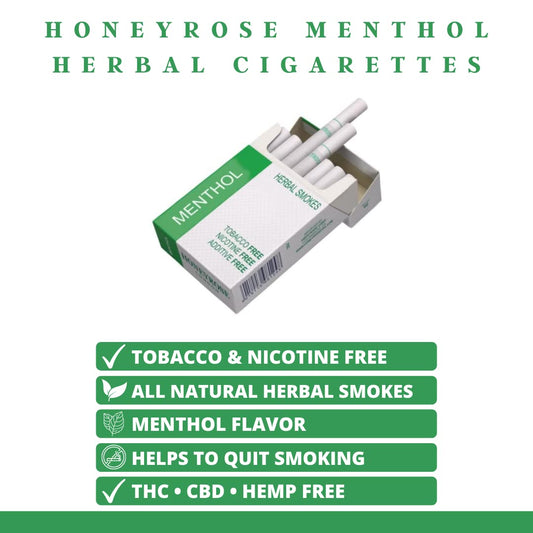 Honeyrose Menthol herbal sticks closeup, showcasing all-natural herbs for craving support.