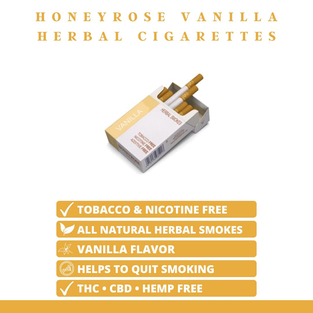 Honeyrose Vanilla carton back view with product details and safety info.