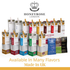 Honeyrose Vanilla made in England badge emphasizing quality herbal ingredients.