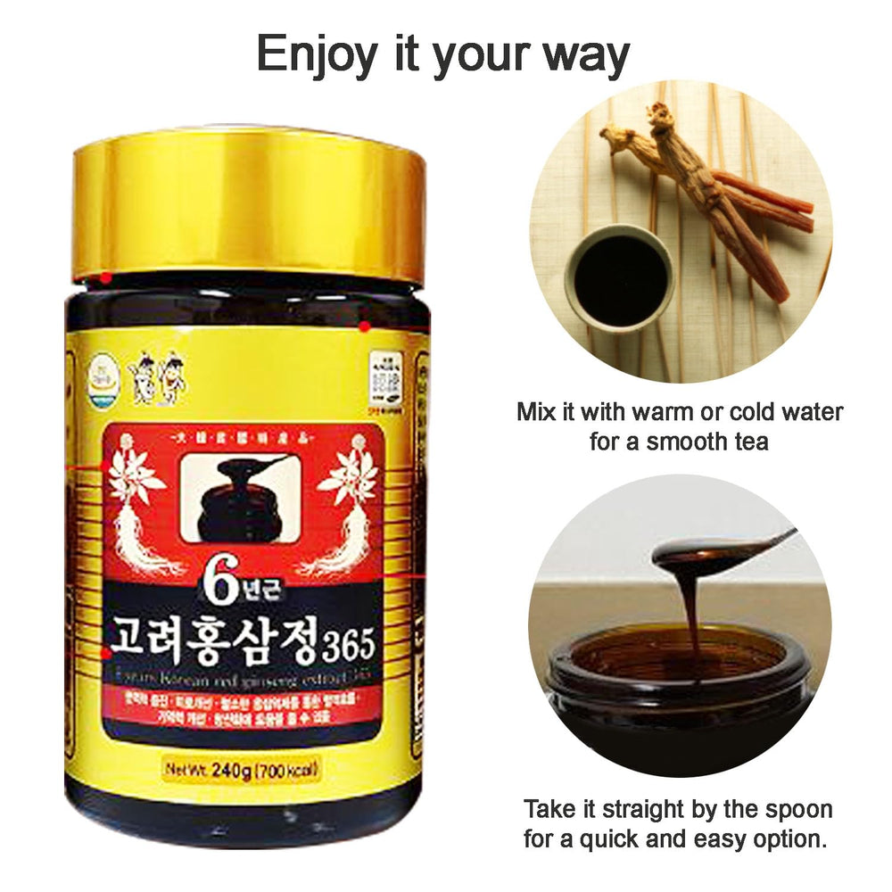 HongSamJeong glass bottle with herbal blend ingredients visualization