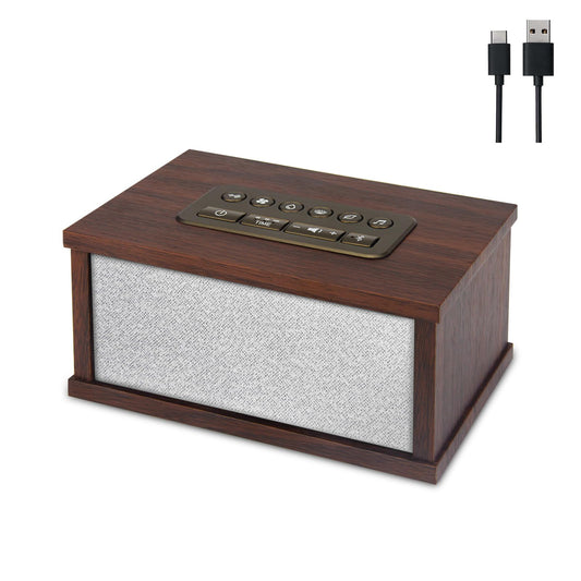 Hongut white noise sound machine front view, compact travel-ready sleep aid.