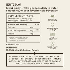 HONOR colostrum powder measuring scoop ready for daily shake mixes.