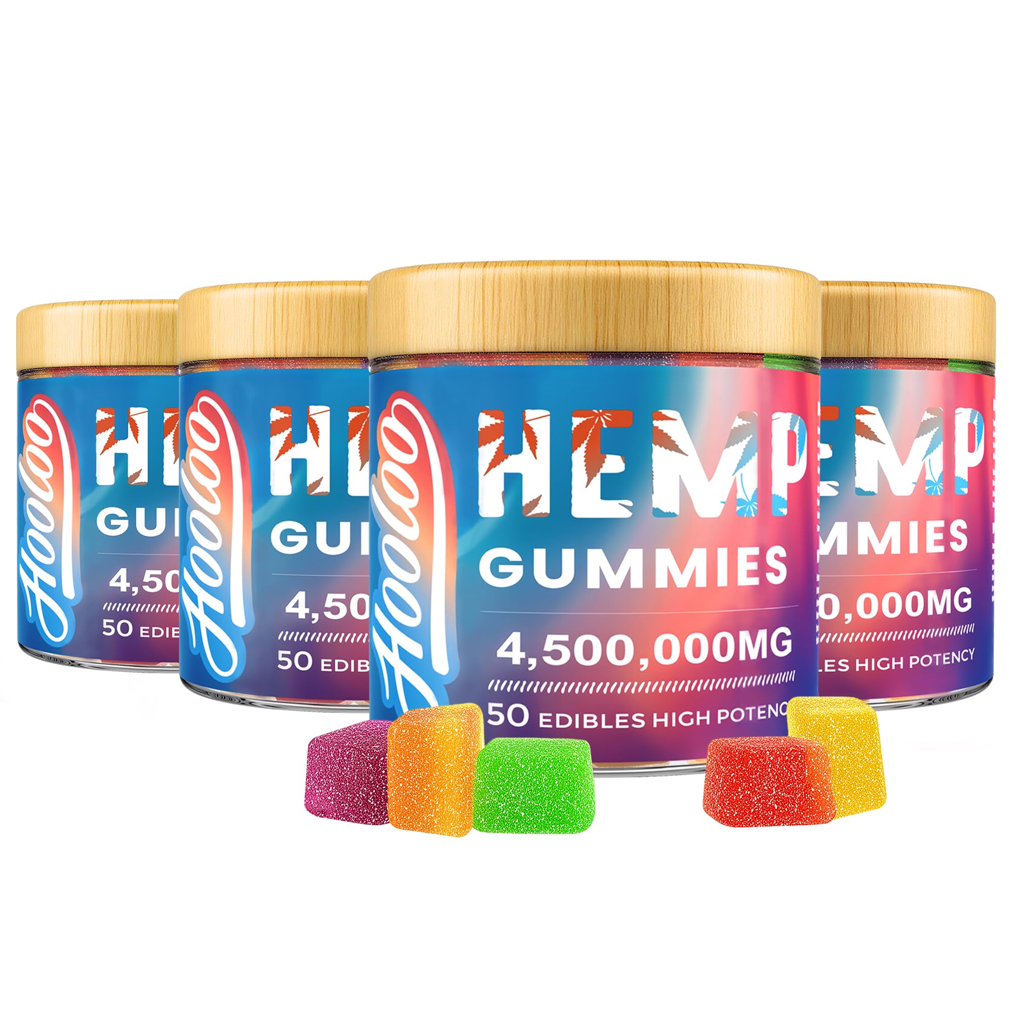HOOLOO Hemp Gummies bottle front showing easy daily use