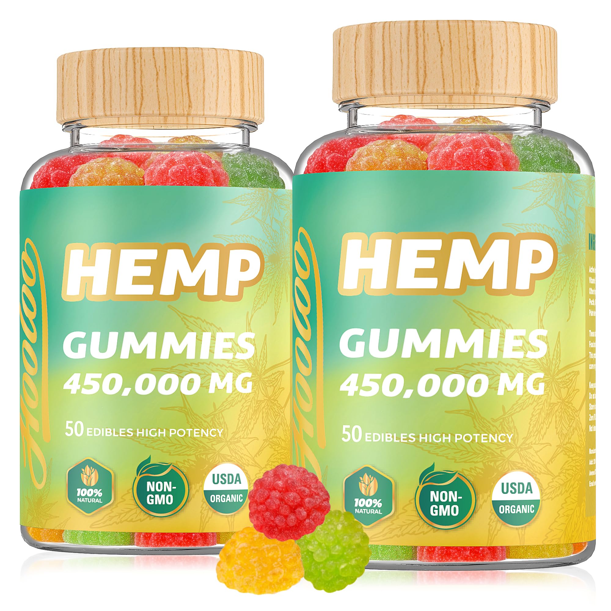 HOOLOO hemp gummies bottle front for daily wellness support.