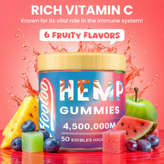 HOOLOO hemp gummies six-fruity flavors pack highlighting variety