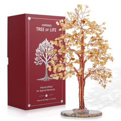 Hopeseed Citrine Chakra Tree on an agate slice enhances grounding and decorative ambiance.
