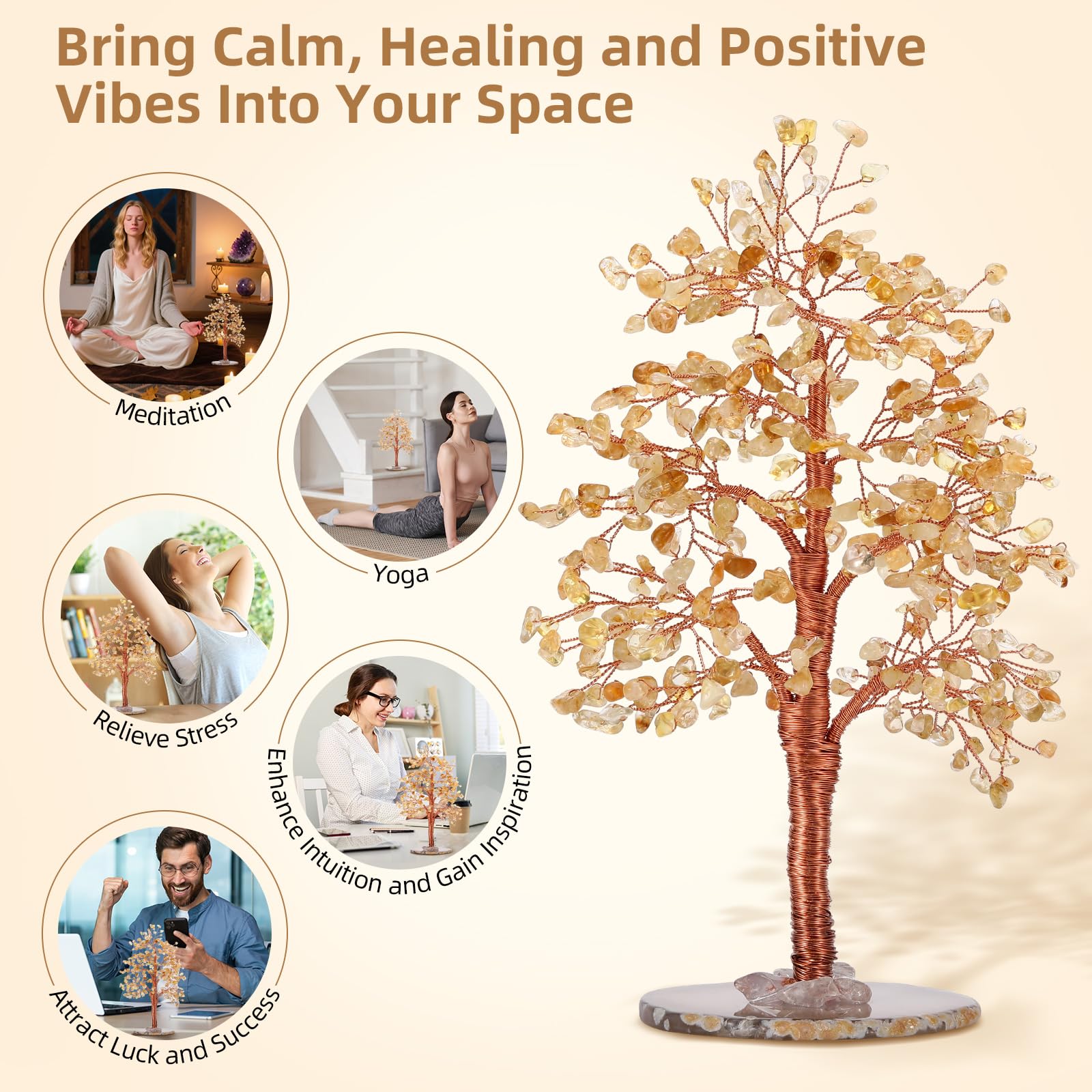 Hopeseed Citrine Chakra Tree supports meditation and chakra alignment rituals.
