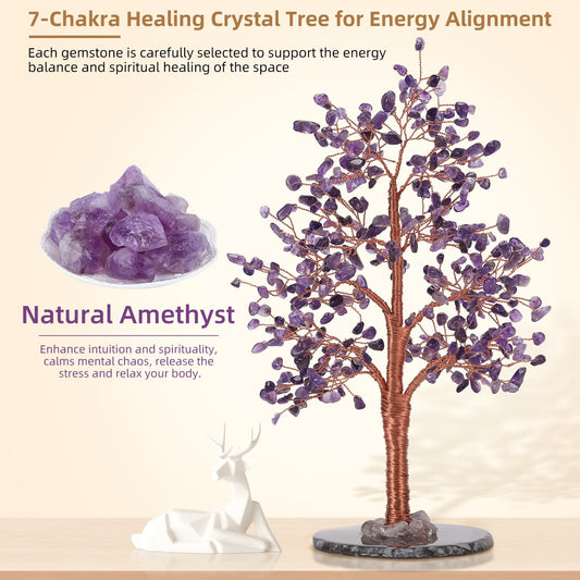 Close-up of Hopeseed crystal tree with lifelike copper-wrapped trunk and craftsmanship.
