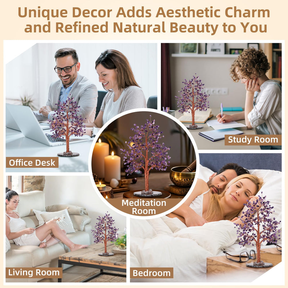 Natural agate slice base adds stability and natural color to Hopeseed tree.