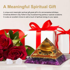 Hopeseed Orgone Pyramid clear resin finish emphasizes crystal clarity and durability