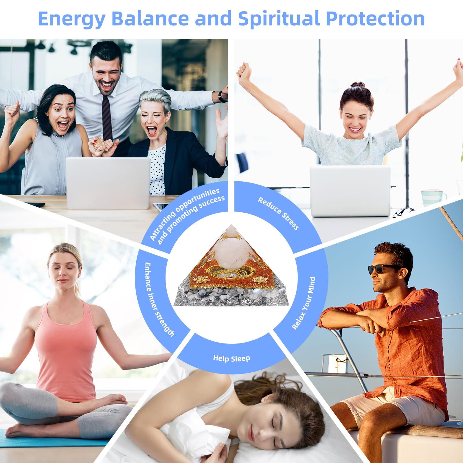 Hopeseed Orgone Pyramid emits a soft glow for calming ambiance