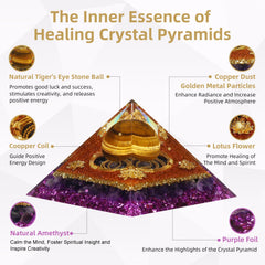 Hopeseed Orgone Pyramid tiger's eye ball grounding energy during yoga sessions