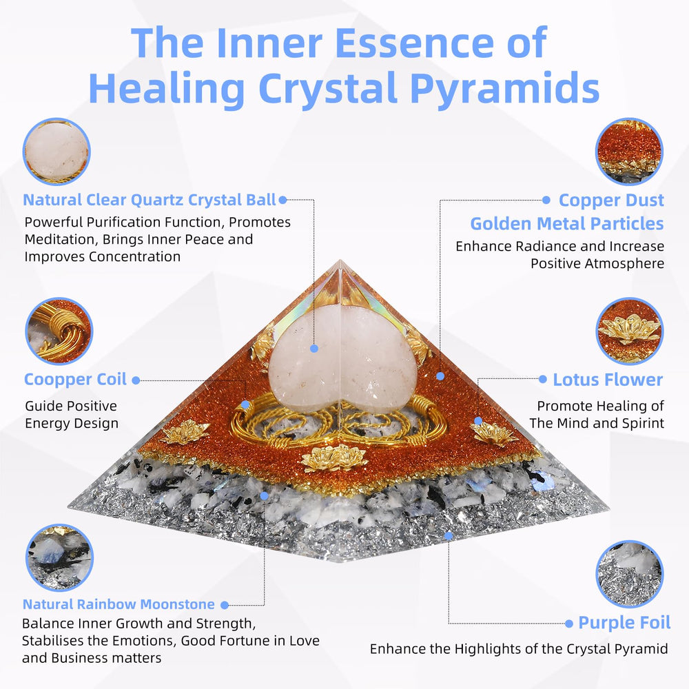 Hopeseed Orgone Pyramid white crystal ball enhances focus and chakra balance