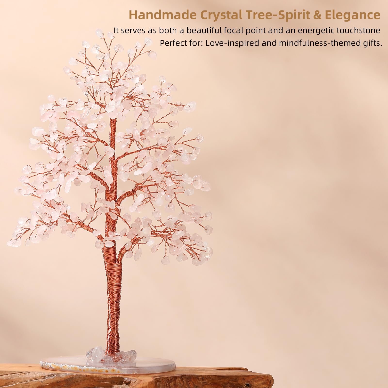 Hopeseed agate slice base provides stable, natural grounding for display.