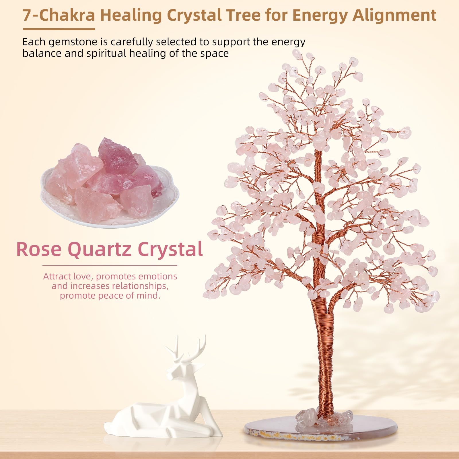 Hopeseed tree trunk and branches hand-twisted with copper wire for lifelike shape.