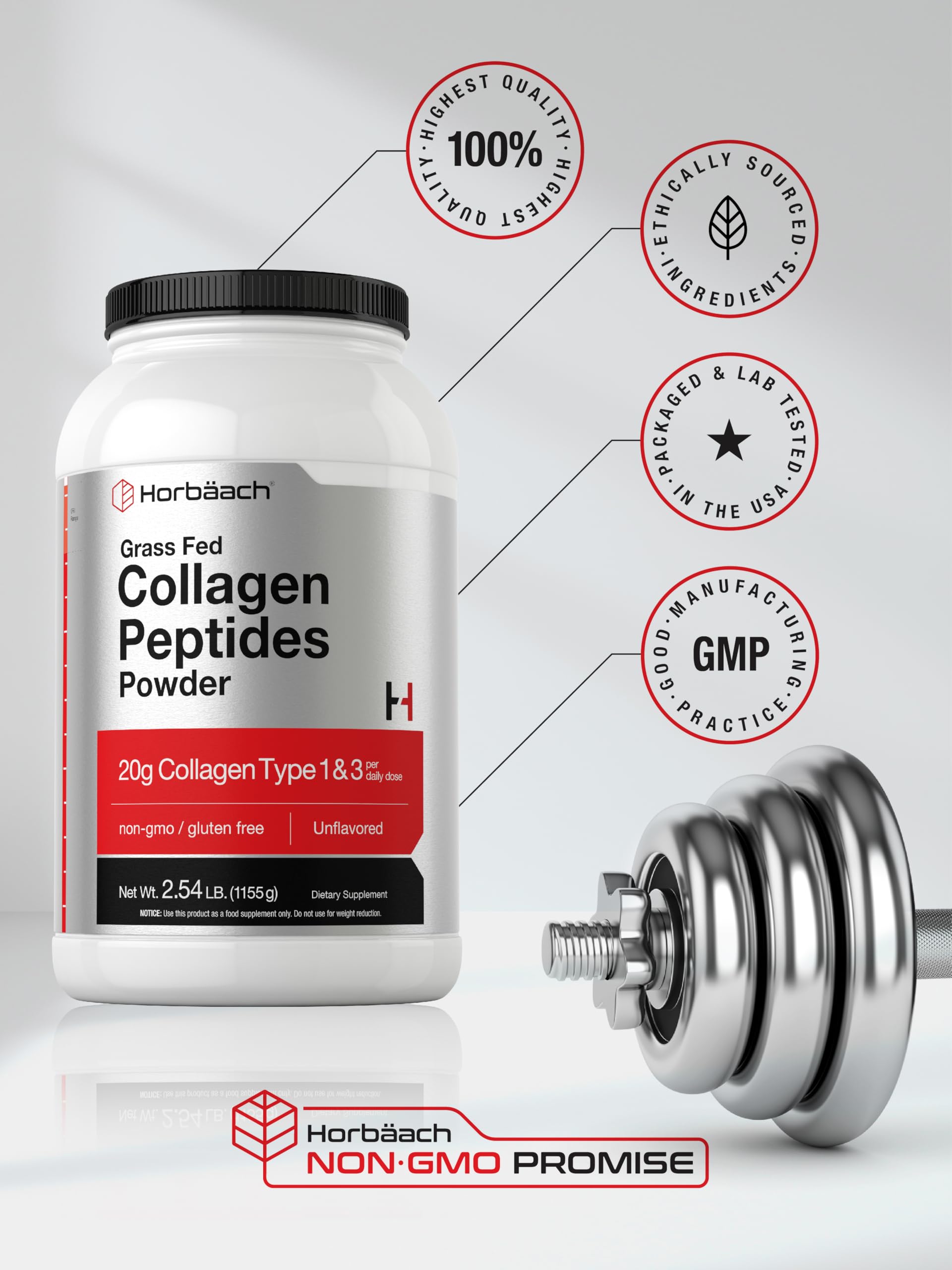 Horbaach Collagen Peptides pouring into blender bottle for drinks