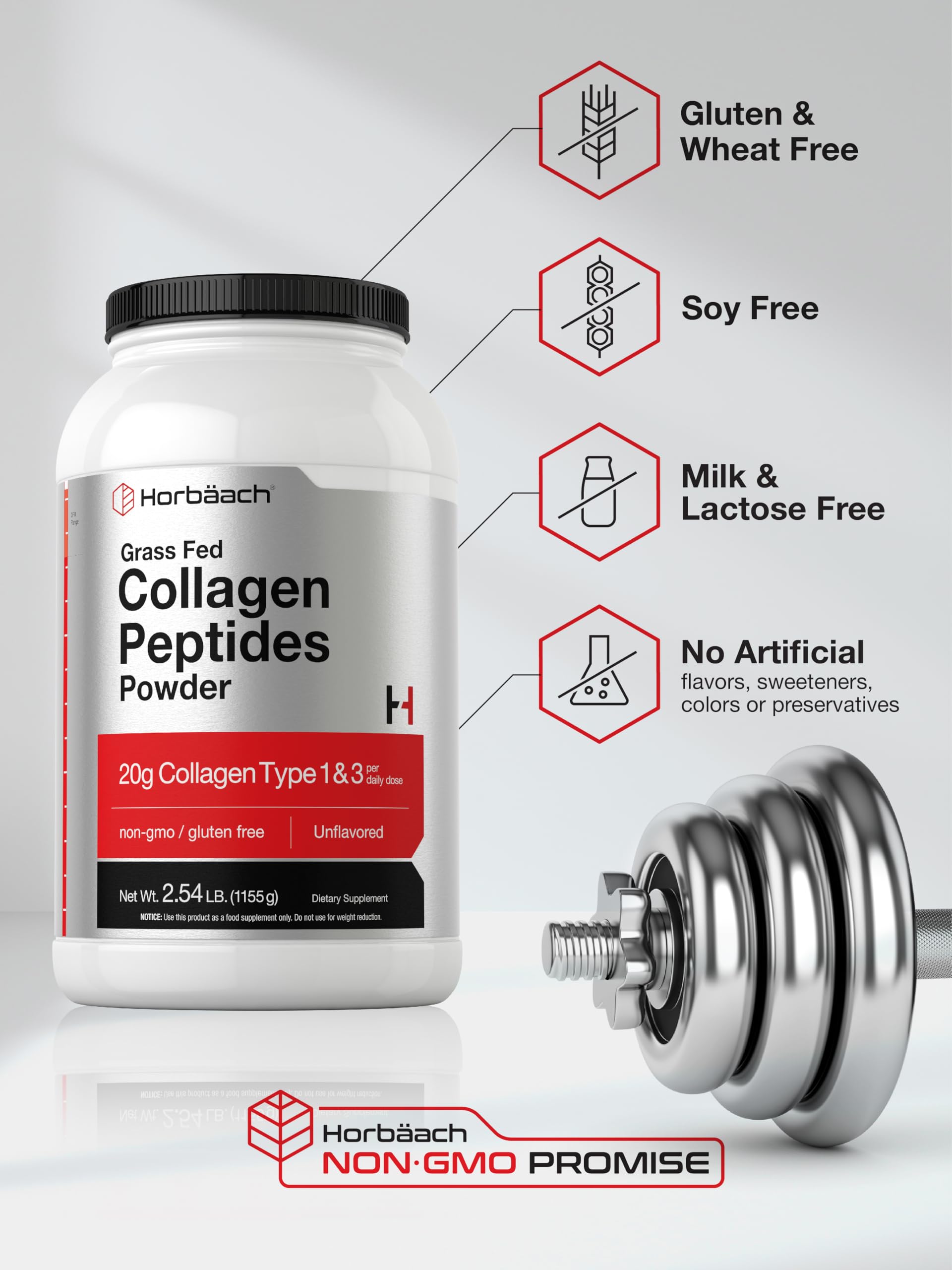 Horbaach Collagen Peptides grassfed label signaling purity and quality