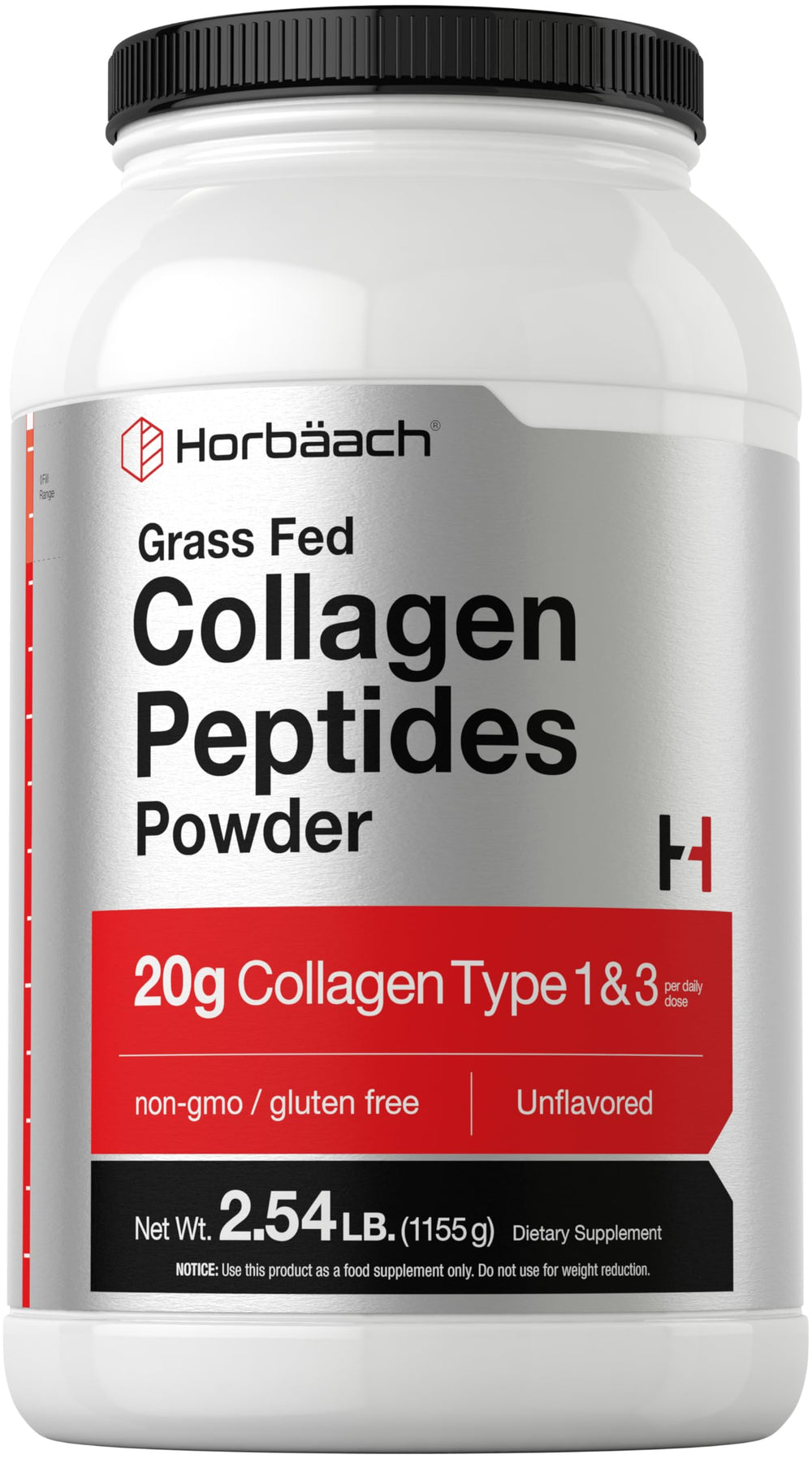 Horbaach Collagen Peptides tub front view for daily use
