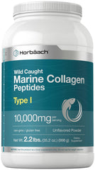 Horbaach Marine Collagen Peptides powder bottle supports daily skin, hair, and nails