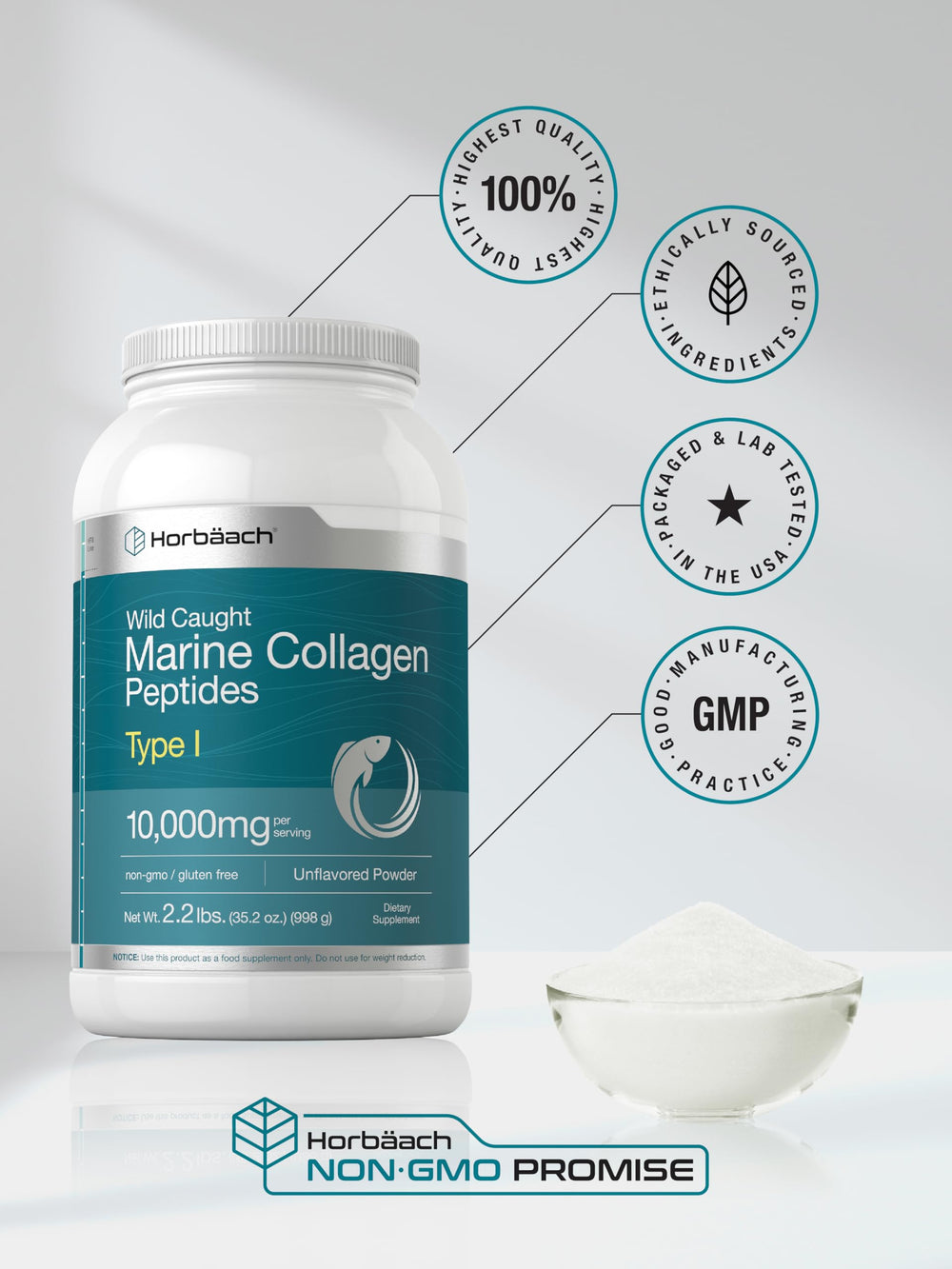 Horbaach Marine Collagen powder blended into a smoothie for daily routine