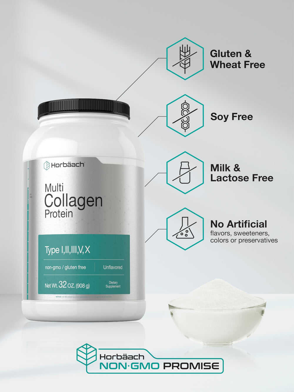 Horbaach Multi Collagen powder ready for Keto and Paleo meals and beverages.