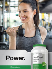 Nutrition label close-up of Horbaach Soy Protein Isolate, non-GMO and gluten-free.