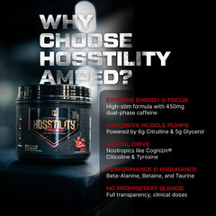 HOSSTILE Amped 450mg caffeine highlights sustained energy during training