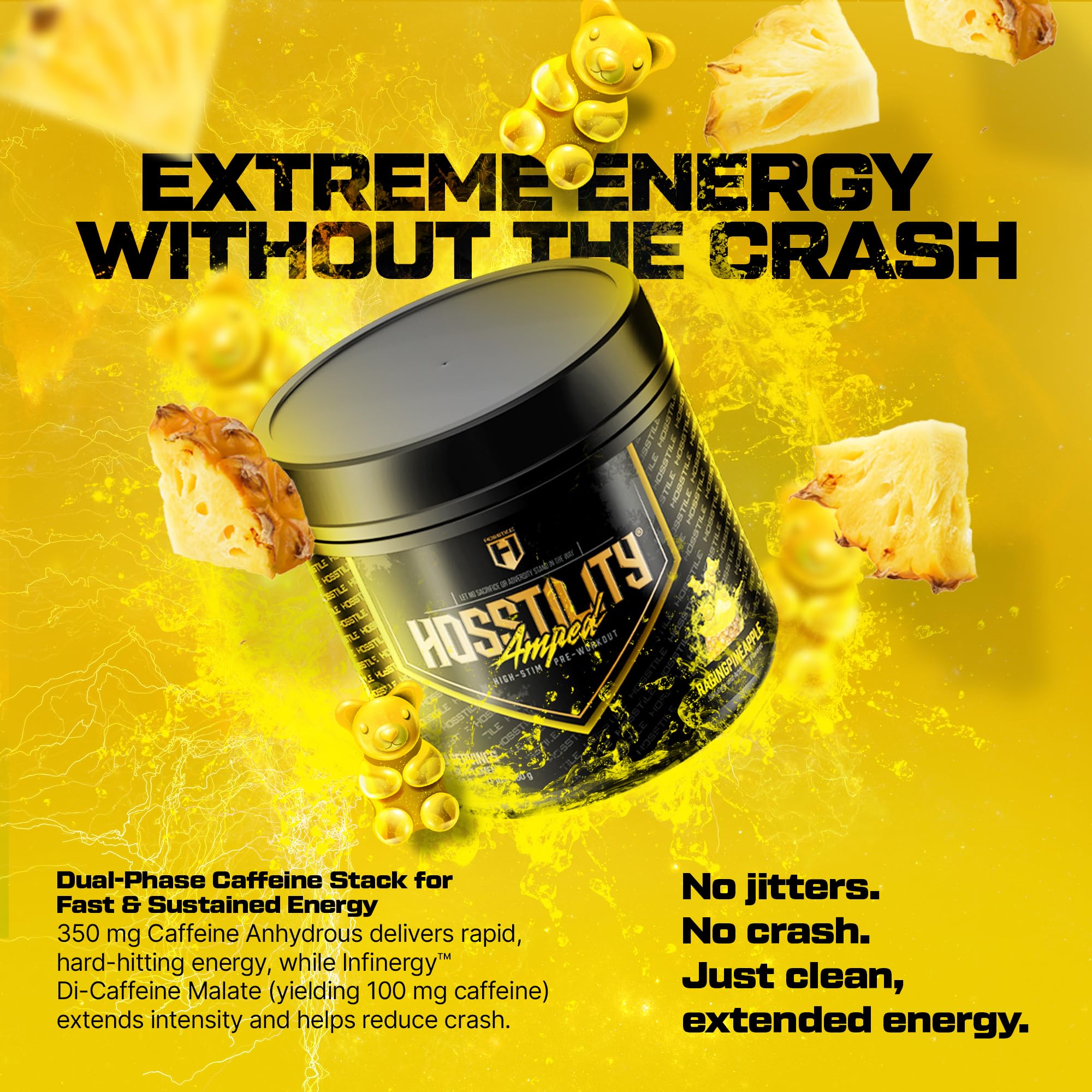 HOSSTILE Amped scoop being used to mix a fast-dissolving pre-workout