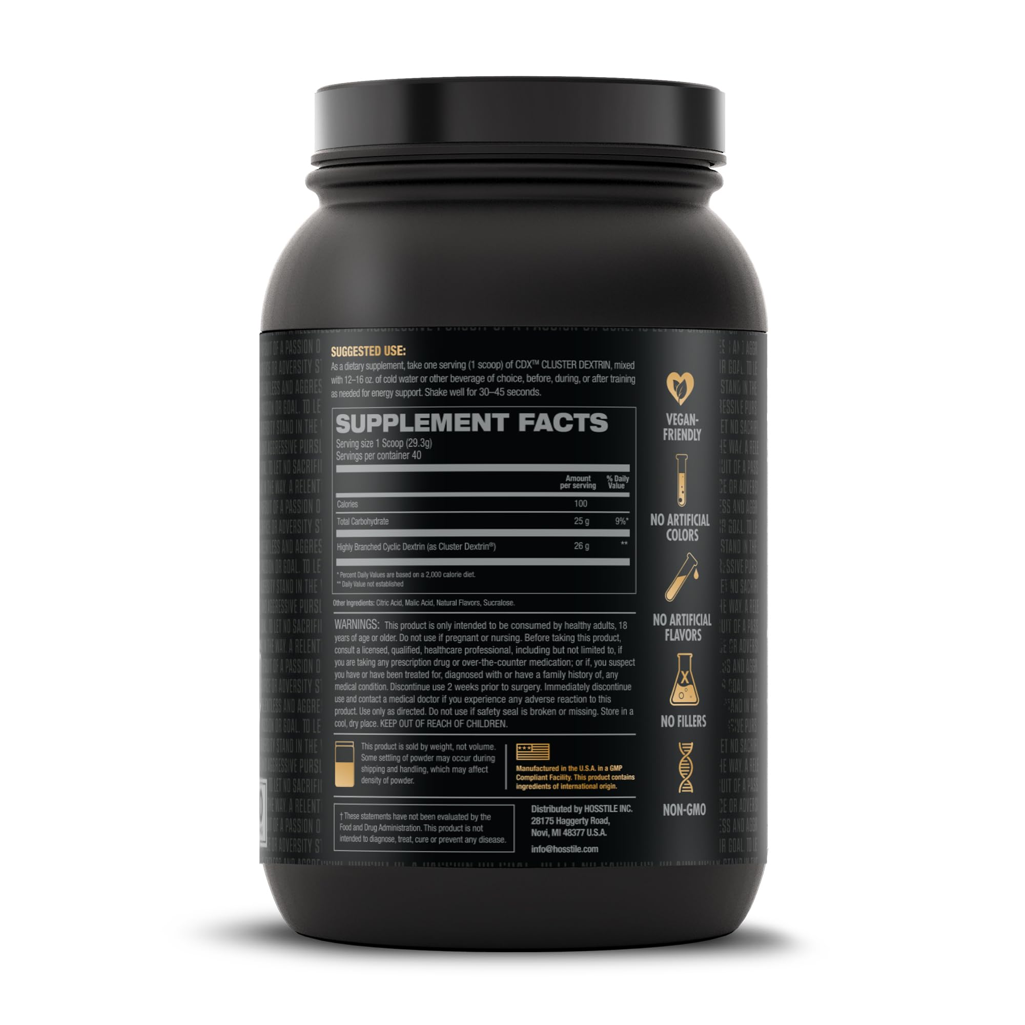HOSSTILE CDX lemon-lime powder scoop beside shaker bottle