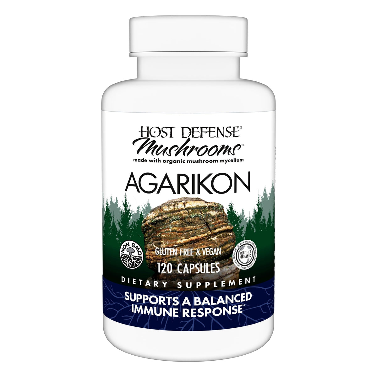 Host Defense Agarikon capsules bottle for daily immune support