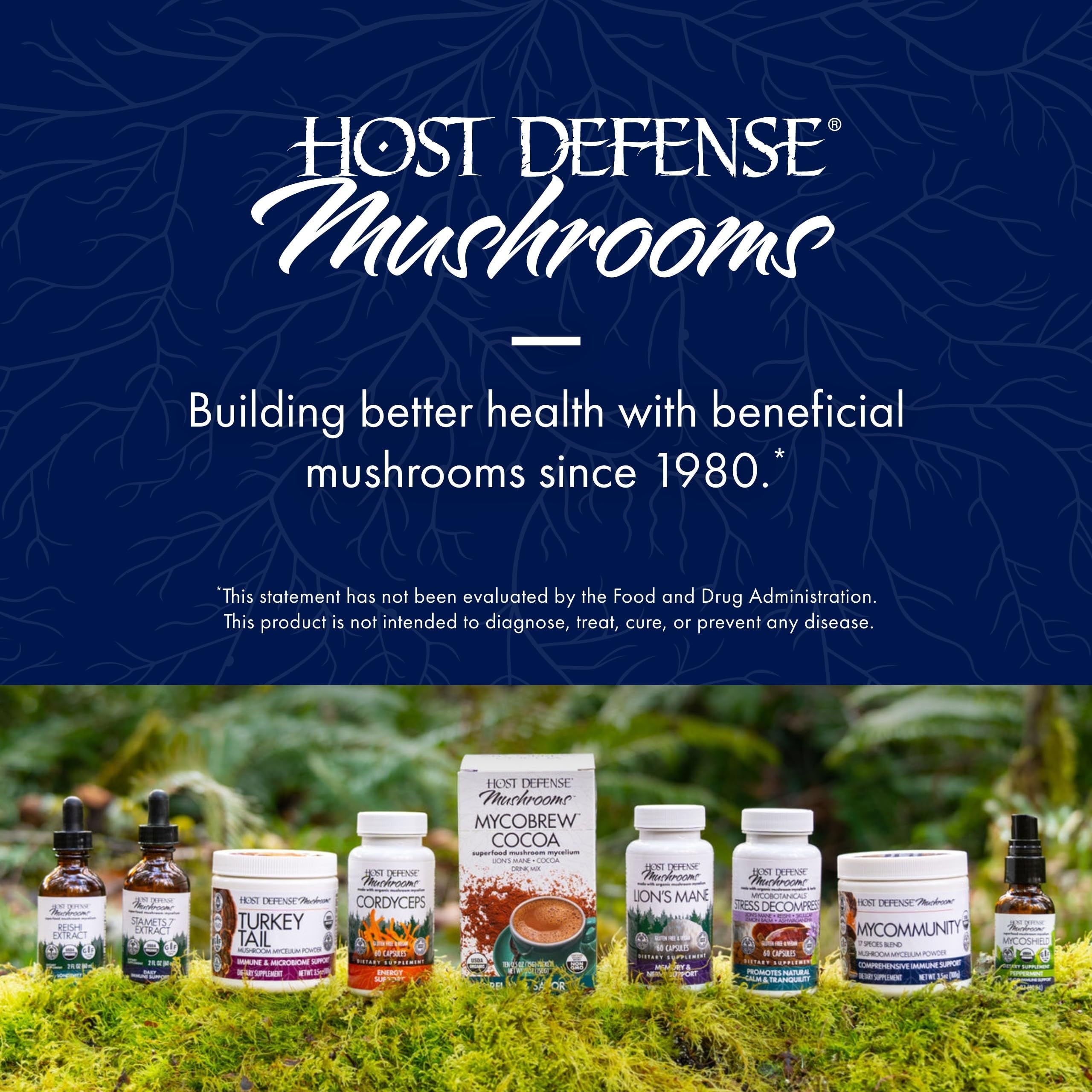 Host Defense Agarikon capsules packaging highlights gluten-free and non-GMO attributes.