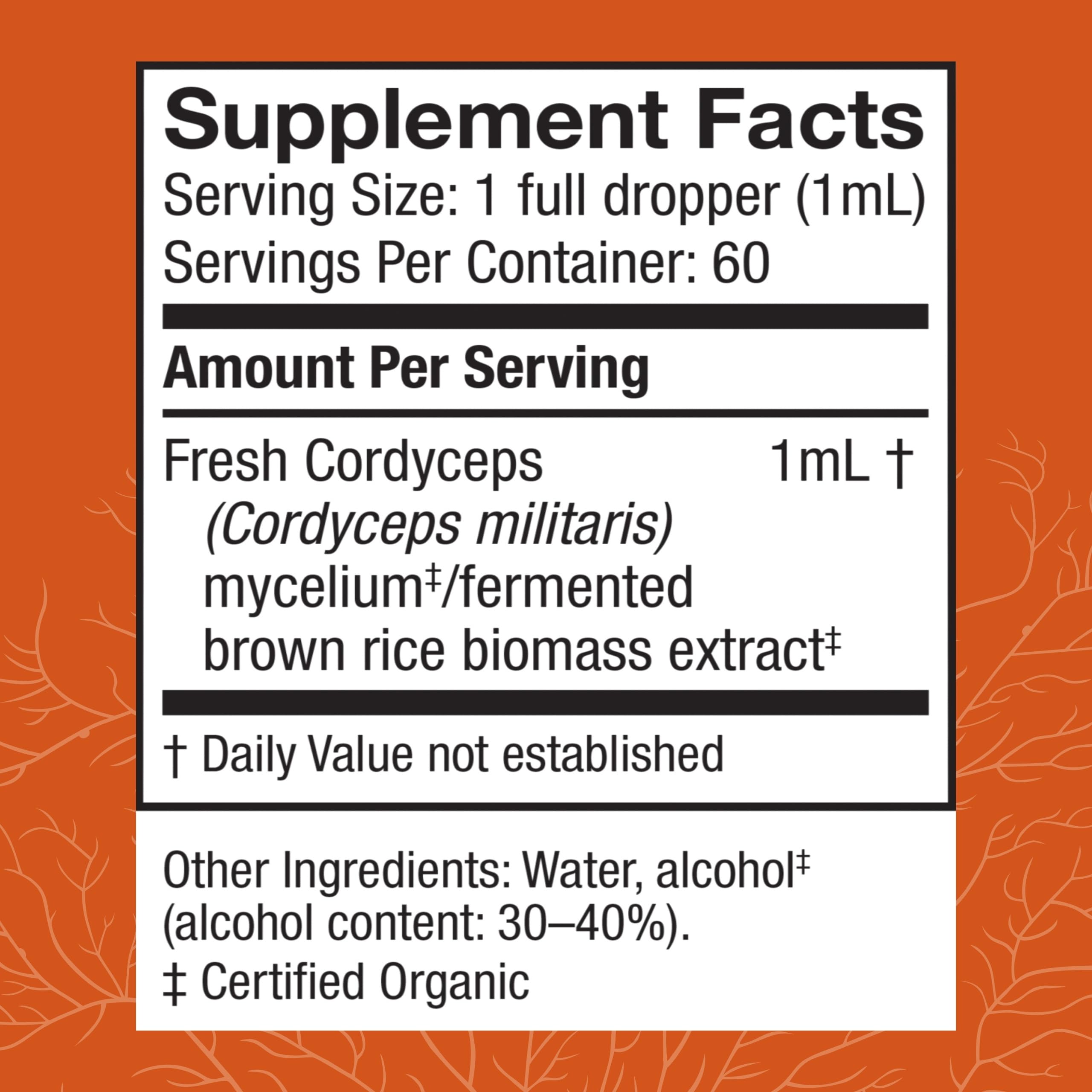 Dropper labeled Host Defense Cordyceps extract ready for daily dosing and energy support