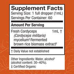 Dropper labeled Host Defense Cordyceps extract ready for daily dosing and energy support