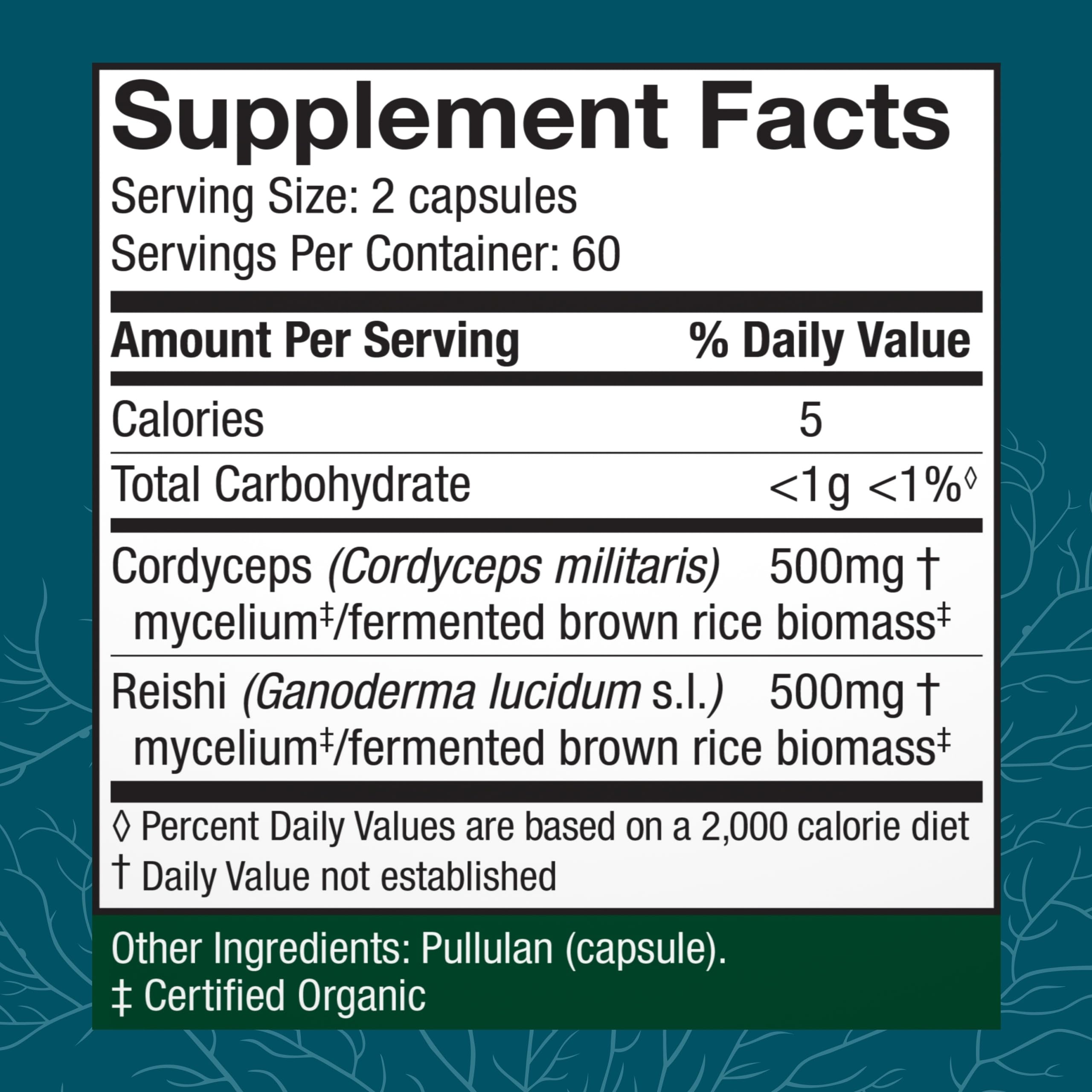 Closeup of Host Defense CordyChi capsules showing smooth, easy-to-swallow pills.