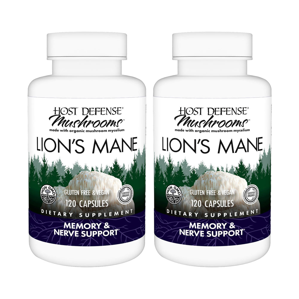 Host Defense Lion's Mane capsules bottle front for daily focus support
