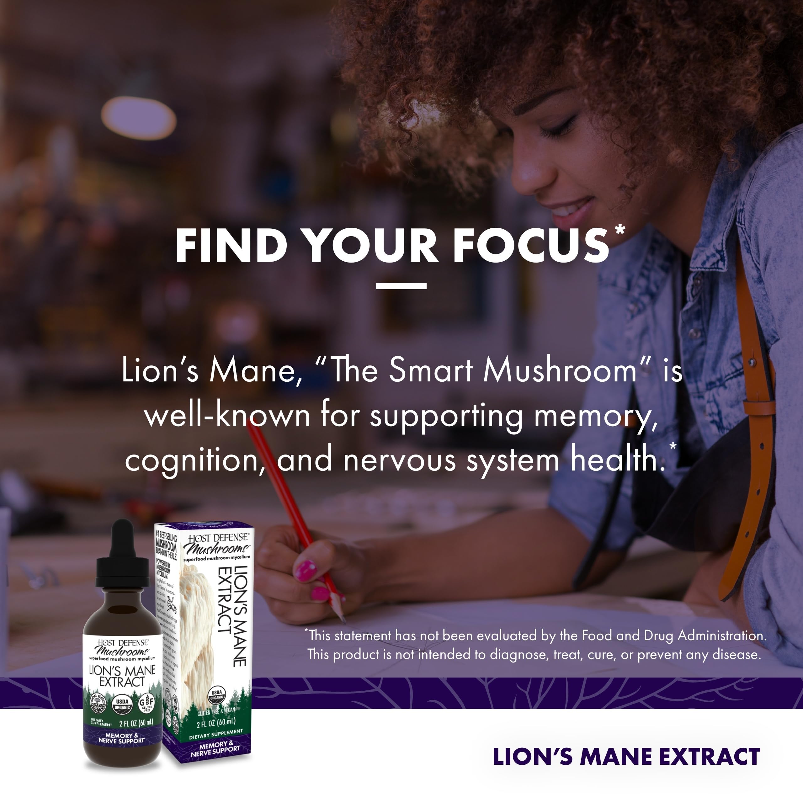 Host Defense Lions Mane liquid pour enables flexible meal dosing.