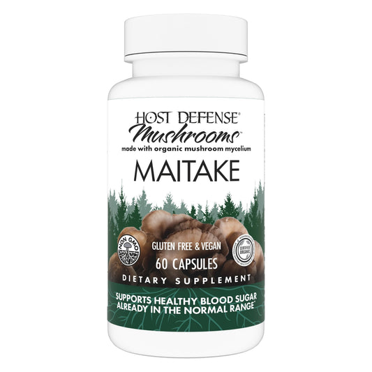 Host Defense Maitake capsules bottle front view for daily immune support