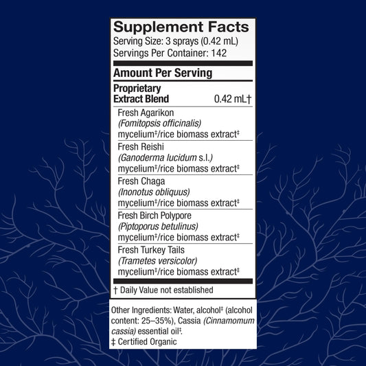 Host Defense MycoShield cinnamon flavor bottle close-up for easy dosing