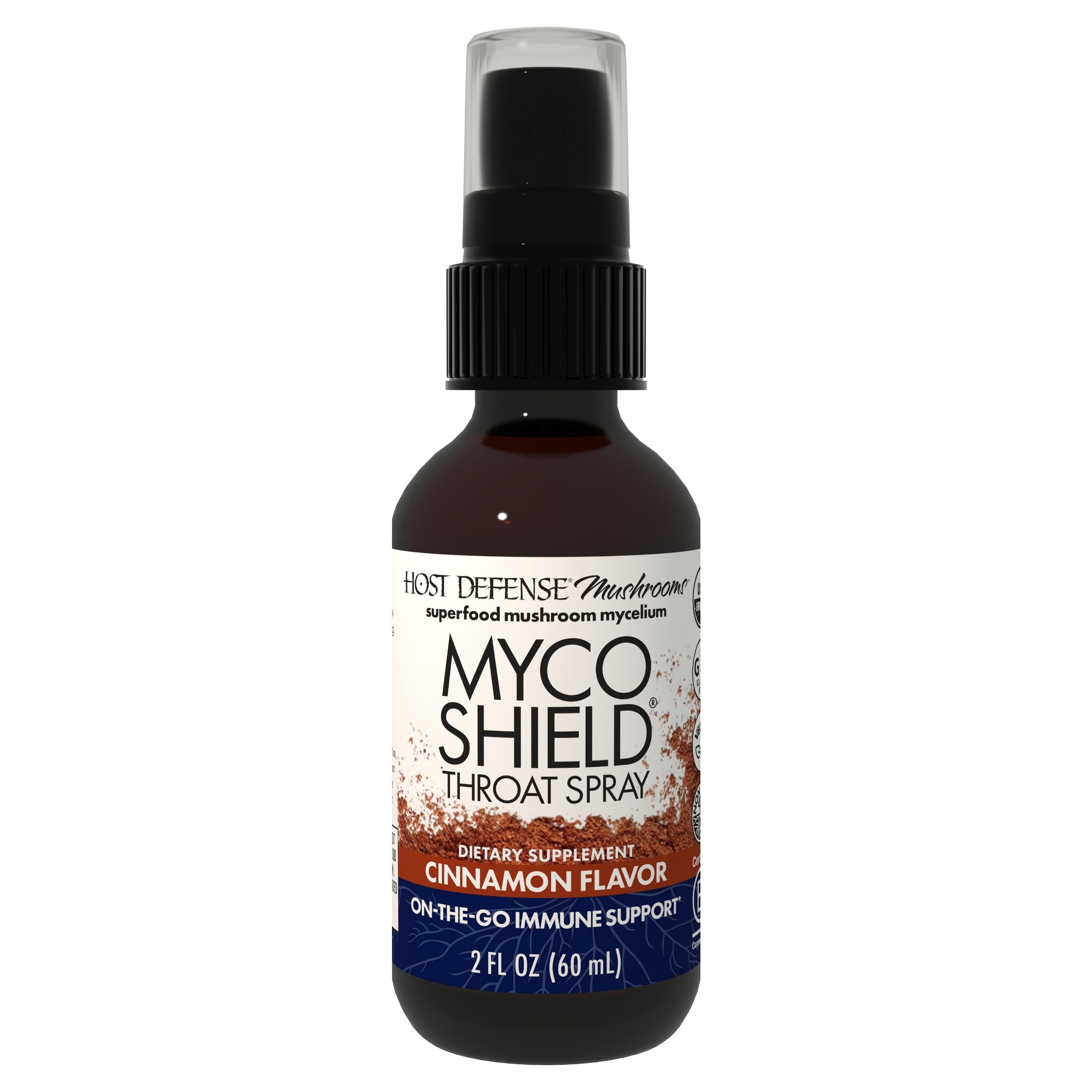  Host Defense MycoShield Throat Spray bottle ready for daily use on the go