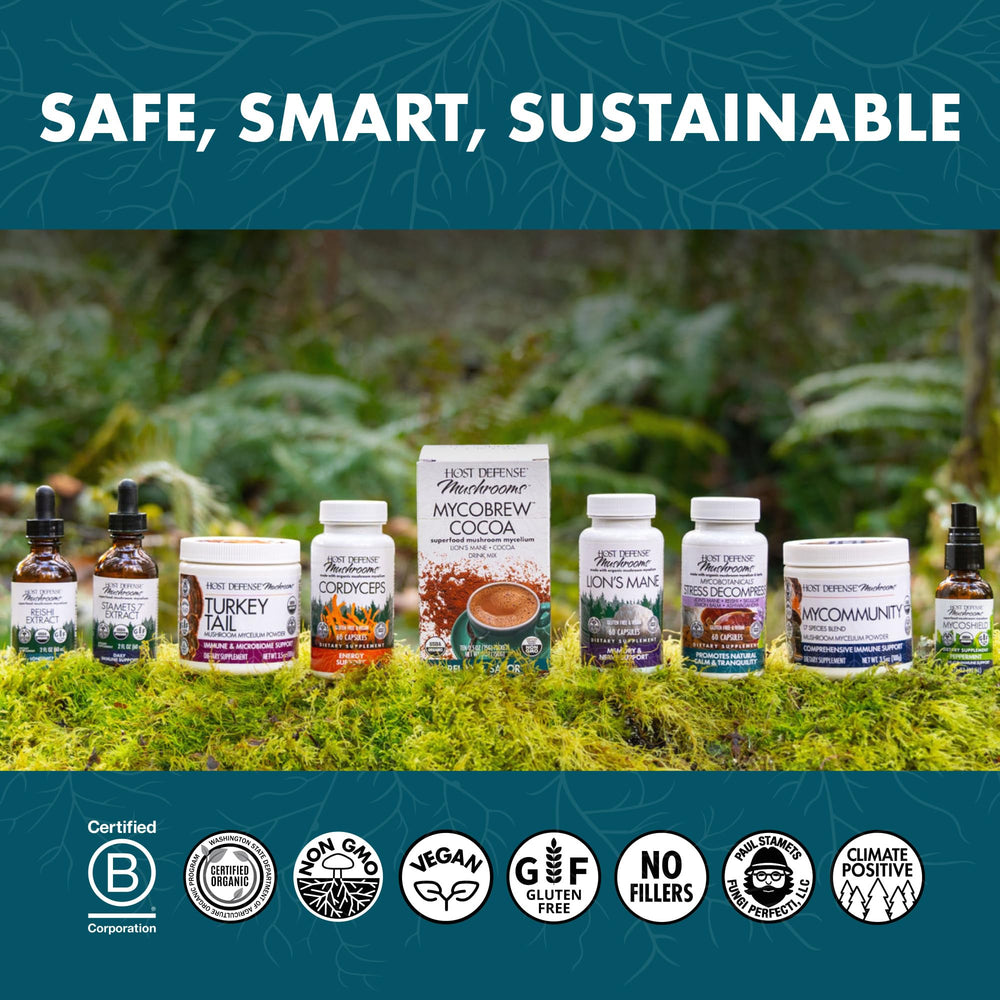 Host Defense Reishi capsules mushroom mycelium visual for overall wellness