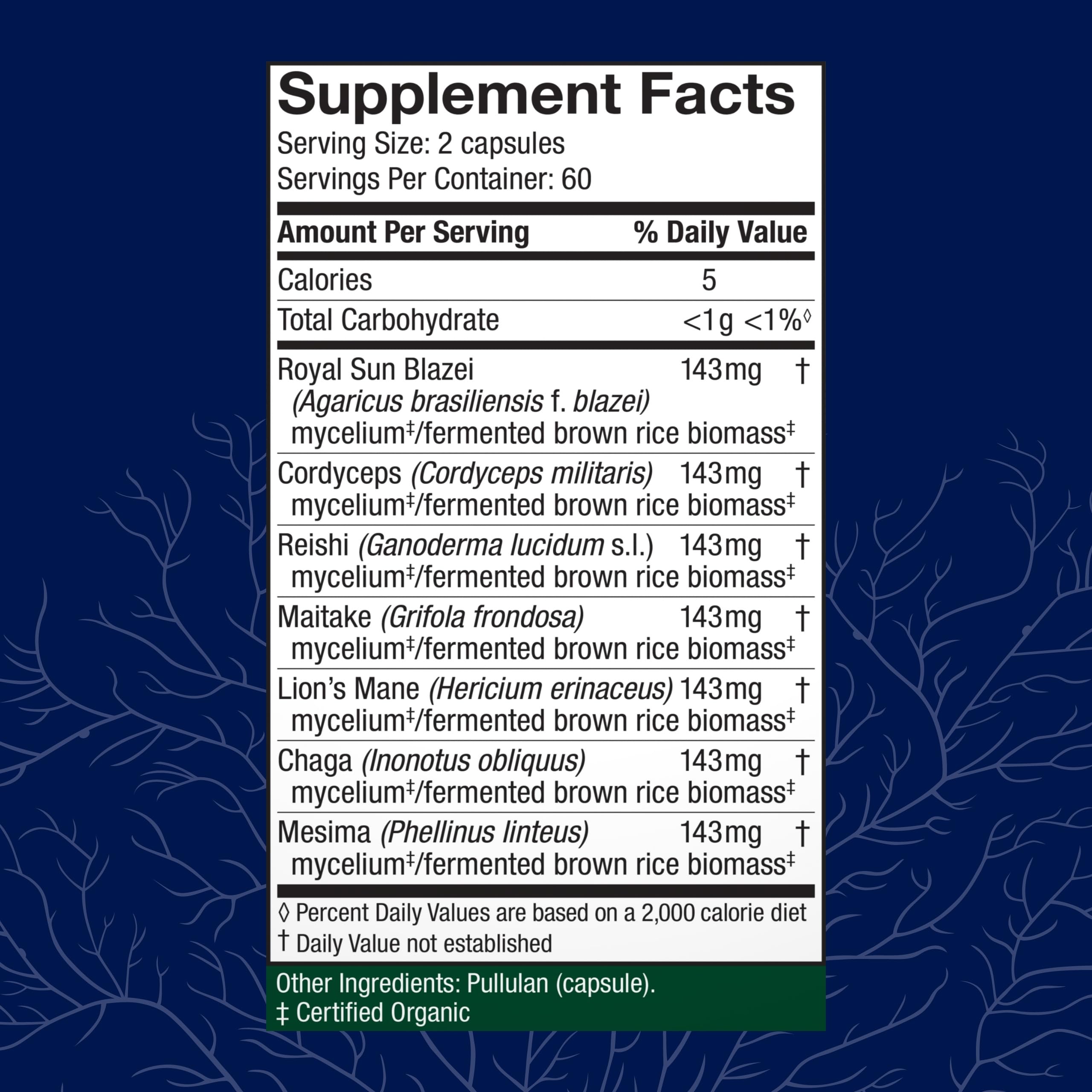 Host Defense Stamets 7-7 front label highlighting seven-mushroom blend.