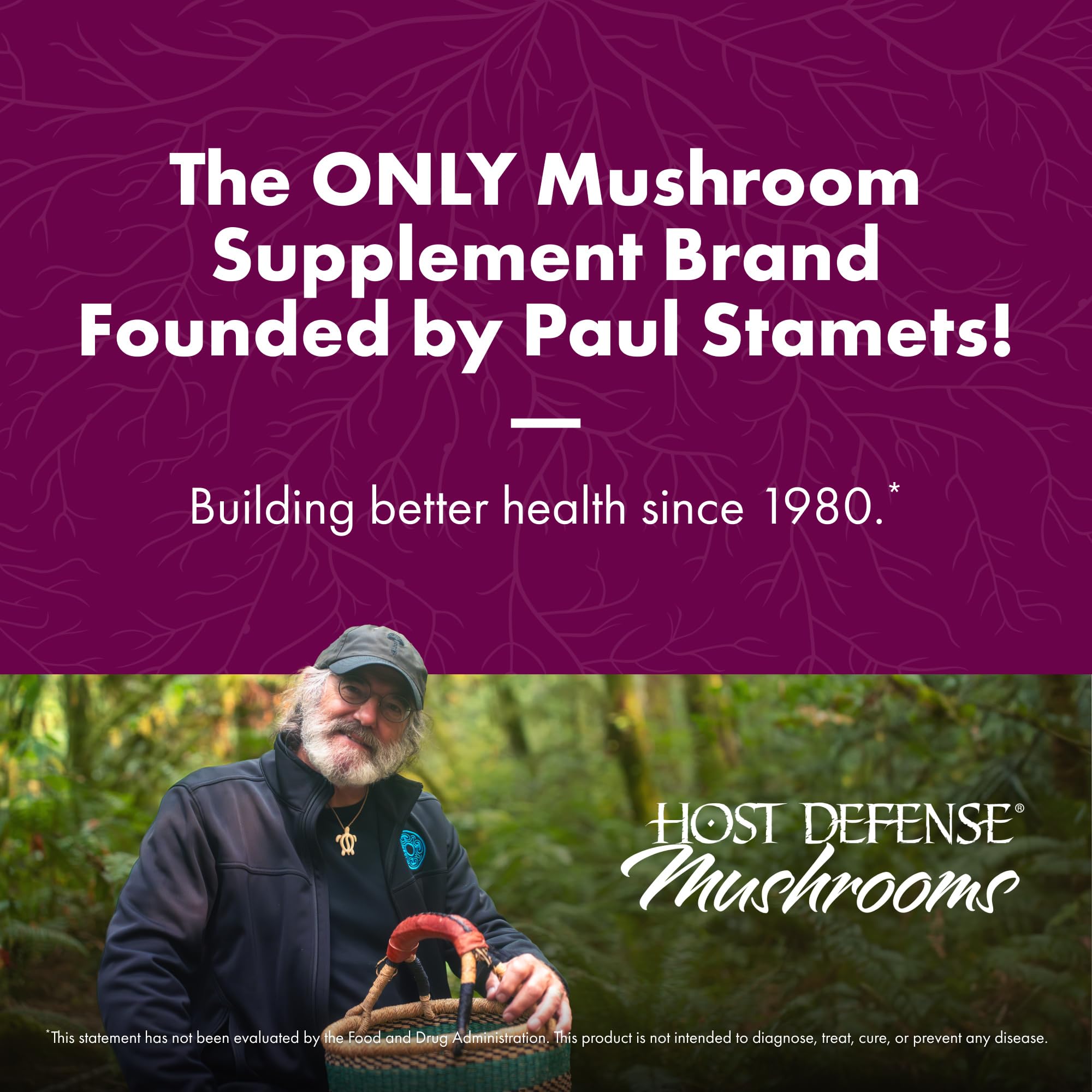 Host Defense Turkey Tail capsules label with ingredients and usage guidance.