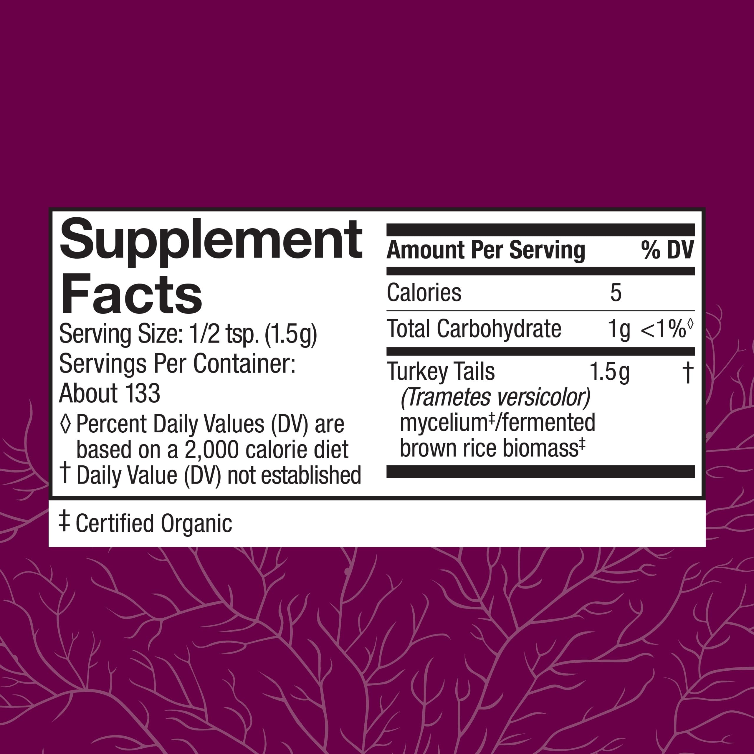 Host Defense Turkey Tail powder dispensing scoop shown