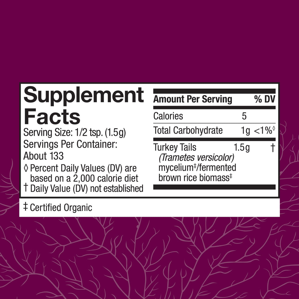 Host Defense Turkey Tail powder dispensing scoop shown