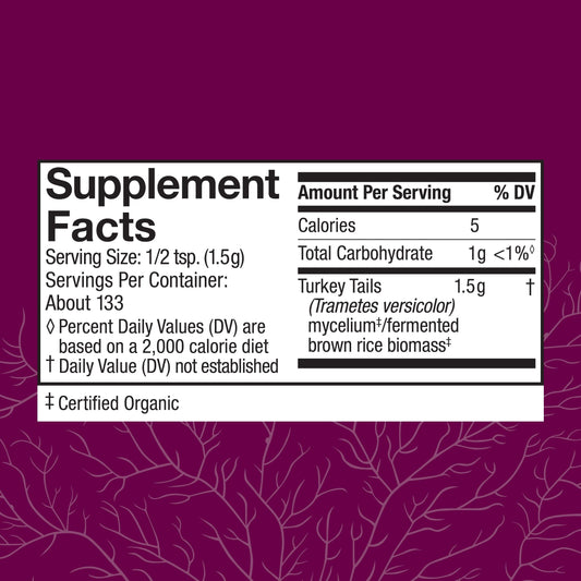 Host Defense Turkey Tail powder dispensing scoop shown