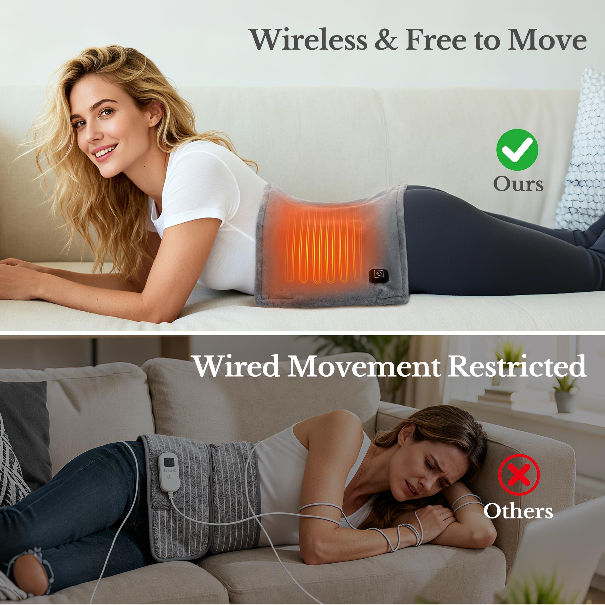 HOTHUGZ cordless heating pad for abdomen delivers comfortable warmth for daily relief