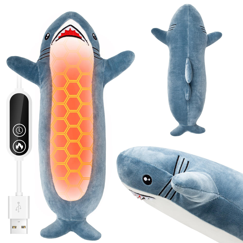 HOTHUGZ Shark heating pad plush close up showing soft fabric for cozy warmth during cramps