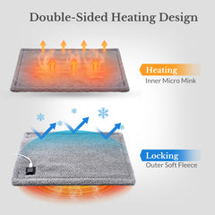 Dual-sided HOTHUGZ pad with micro mink against skin for direct warmth.