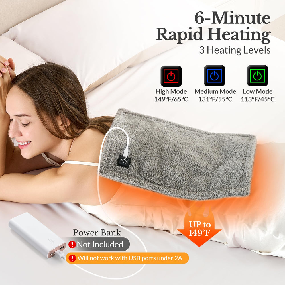 Soft gray fleece exterior of HOTHUGZ pad delivers cozy warmth.