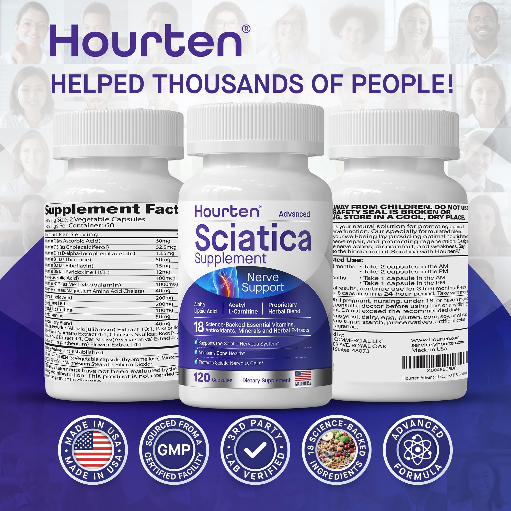 Closeup of Hourten capsules for easy daily intake and nerve support.
